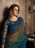 Sea Blue & Golden Silk Embroidered Party-Wear Boutique-Style Saree