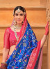 Royal Blue & Dark Pink Printed Festive-Wear Patola Silk Saree