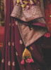 Wine Dola Silk Woven Party-Wear Saree