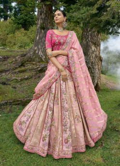 Pink Silk Handwork Wedding-Wear Bridal Lehenga Choli