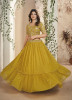 Mustard Yellow Georgette Sequins-Work Wedding-Wear Reception Lehenga Choli
