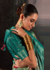 Teal Blue Woven Linen-Cotton Saree For Traditional / Religious Occasions
