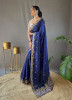 Blue Pure Silk Handwork Wedding-Wear Boutique-Style Saree