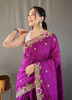 Purple Pure Silk Handwork Wedding-Wear Boutique-Style Saree