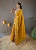 Yellow Pure Silk Handwork Wedding-Wear Boutique-Style Saree