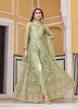 Pista Green Net Embroidered Party-Wear Front-Slit Salwar Kameez