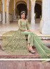 Pista Green Net Embroidered Party-Wear Front-Slit Salwar Kameez