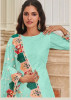 Aqua Georgette With Embroidery, Thread & Sequins-Work Party-Wear Salwar Kameez