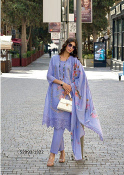 Wild Blue Cotton Thread-Work Pakistani Readymade Salwar Kameez For Traditional / Religious Occasions