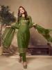 Floral Embroidered Zari Kurta & Trousers With Dupatta