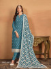 Steel Blue Faux Georgette Thread-Work Festive-Wear Plus-Size Salwar Kameez