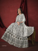 White Georgette Thread-Work Floor-Length Salwar Kameez For Traditional / Religious Occasions