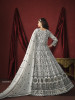 White Georgette Thread-Work Floor-Length Salwar Kameez For Traditional / Religious Occasions