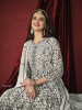 White Georgette Thread-Work Floor-Length Salwar Kameez For Traditional / Religious Occasions