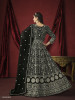 Black Georgette Thread-Work Floor-Length Salwar Kameez For Traditional / Religious Occasions