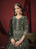 Black Georgette Thread-Work Floor-Length Salwar Kameez For Traditional / Religious Occasions