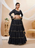 Black Georgette Bandhani Printed Lehenga Choli For Traditional / Religious Occasions