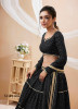 Black Georgette Bandhani Printed Lehenga Choli For Traditional / Religious Occasions