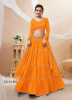 Orange Georgette Bandhani Printed Lehenga Choli For Traditional / Religious Occasions