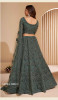 Dark Teal Green Net Embroidered Wedding-Wear Bridal Lehenga Choli With Can-Can