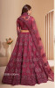 Wine Red Net Embroidered Wedding-Wear Bridal Lehenga Choli With Can-Can