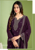 Dark Purple Georgette Embroidered Party-Wear Pant-Bottom Salwar Kameez