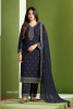 Navy Blue Georgette Embroidered Party-Wear Pant-Bottom Salwar Kameez