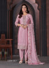 Pink Chinon Thread-Work Festive-Wear Straight-Cut Salwar Kameez