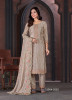 Beige Chinon Thread-Work Festive-Wear Straight-Cut Salwar Kameez