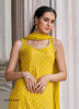 Yellow Faux Georgette Sequins-Work Party-Wear Sharara-Bottom Salwar Kameez