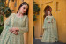 Sage Green Net Embroidered Floor-Length Salwar Kameez For Traditional / Religious Occasions