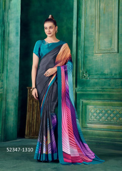 Multicolor Crape Digitally Printed Vibrant Saree For Wearing In Kitty Parties