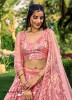 Pink Net Sequins-Work Party-Wear Gliterring Lehenga Choli