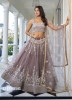 Dark Mauve Butterfly Net Embroidered Party-Wear Stylish Lehenga Choli