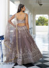 Dark Mauve Butterfly Net Embroidered Party-Wear Stylish Lehenga Choli