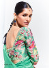 Aqua Green Organza Digitally Printed Party-Wear Boutique-Style Saree