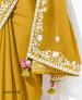 Mustard Yellow Organza Digitally Printed Party-Wear Boutique-Style Saree