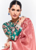 Light Salmon Organza Digitally Printed Party-Wear Boutique-Style Saree